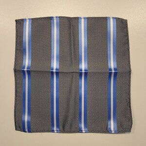 Pocket Square 100% Silk Handkerchief Blue Multicolor Striped Wedding Vintage